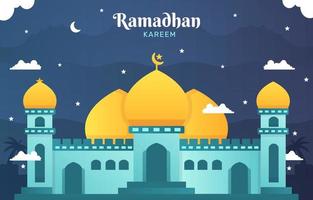 sfondo ramadan con moschea di notte vettore