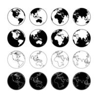 pacchetto di icone del globo terrestre invertito vettore