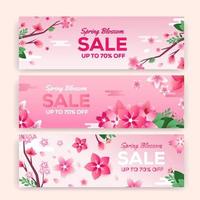 modello di banner di vendita di stagione dei fiori di ciliegio vettore