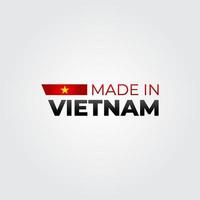 illustrazione vettoriale dell'etichetta realizzata in vietnam, design dell'adesivo del segno del distintivo della bandiera per la promozione dei media del prodotto