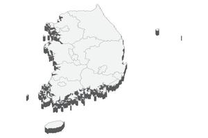 Illustrazione della mappa 3d della Corea del sud vettore