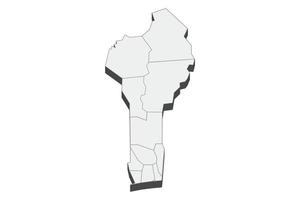 Illustrazione della mappa 3D del Benin vettore