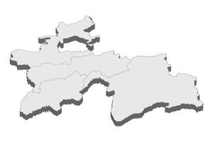 Illustrazione della mappa 3d del tagikistan vettore