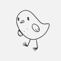 pollo carino vettoriale in stile doodle isolato su sfondo bianco. illustrazione di doodle di vettore. personaggio scarabocchio per pasqua.