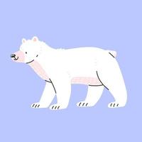 simpatico orso polare in stile cartone animato è in piedi. illustrazione vettoriale isolato con un animale.