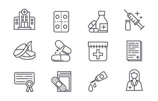 set di icone di farmacie vettore
