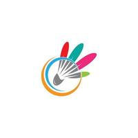 modello di disegno dell'illustrazione dell'icona del vettore del logo di badminton.logo dell'icona del volano di badminton.vettore del modello del logo dello sport di badminton. concetto di logo del club sportivo