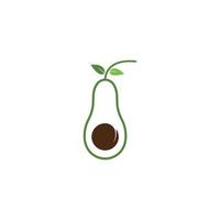 modello di logo di frutta di avocado. metà di avocado con disegno vettoriale foglia.