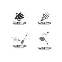 modello di disegno dell'illustrazione dell'icona del vettore del logo di badminton.logo dell'icona del volano di badminton.vettore del modello del logo dello sport di badminton. concetto di logo del club sportivo