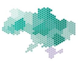 forma circolare della mappa dell'ucraina. vettore