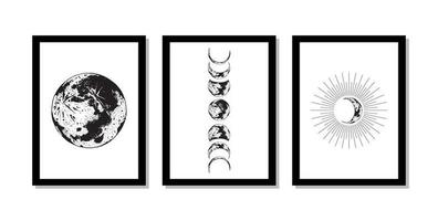 illustrazione della luna divisa per il design della parete vettore