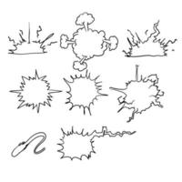 raccolta di stile disegnato a mano doodle di esplosione di energia comica vettore