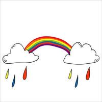 doodle colorato arcobaleno illustrazione cartone animato disegnato a mano stile kawaii vettore