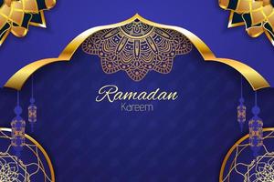 sfondo islamico ramadan kareem con elemento e colore blu vettore