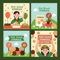 modello di social media per i cookie di ragazze scout vettore