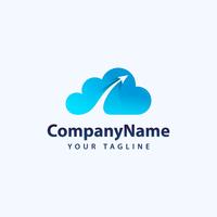 Creative Logo 3D Cloud Design. Icona di vettore creativo di una nuvola blu con le frecce.