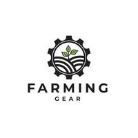 logo di progettazione fattoria illustrazione ingranaggio, utilizzato per aziende agricole, modello di progettazione vettore