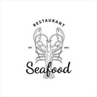logo di progettazione di prodotti ittici, simbolo, ristorante, aragosta, modello di design vintage vettore
