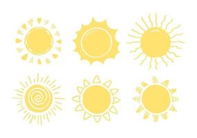 insieme di elementi di doodle sun.design. illustrazione vettoriale. vettore