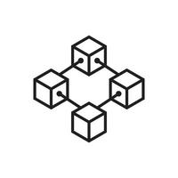 linea icona cubo blockchain isolato su sfondo bianco. vettore