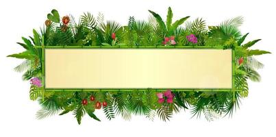 sfondo di piante tropicali. cornice floreale rettangolare con spazio per il testo in bambù concettuale vettore