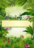 sfondo tropicale con cornice floreale rettangolare nel concetto di bambù