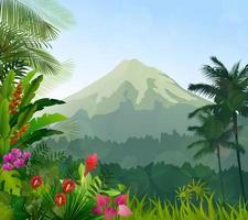 paesaggio di montagne di sfondo tropicale vettore