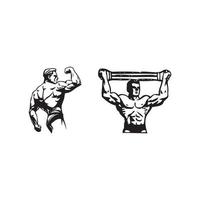 illustrazione dell'icona di vettore del bodybuilder, logo del bodybuilder