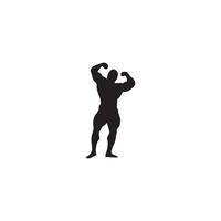 bodybuilder icona illustrazione vettoriale, bodybuilder pone posizione vettore, silhouette vettore