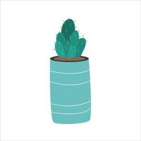 cactus in vaso di fiori isolato su sfondo bianco. pianta domestica per interni accoglienti e hobby. illustrazione vettoriale scandinava piatta.