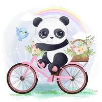 illustrazione della bicicletta di guida del panda vettore