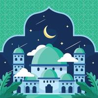 mese del ramadhan con un bellissimo design della moschea vettore