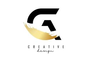 logo della lettera g con pennellata dorata e taglio creativo. vettore