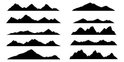 set di sagome di montagne sullo sfondo bianco. illustrazione vettoriale. vettore