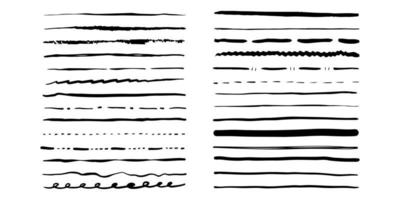 pennelli grunge disegnati a mano. set di pennelli penna artistica isolati su sfondo bianco. illustrazione vettoriale. vettore