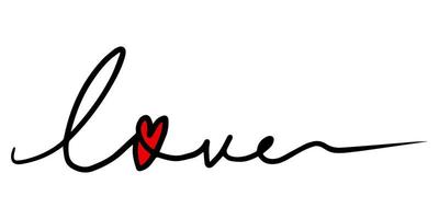 amore cuore. simbolo di amore astratto. disegno continuo di una linea di amore tipografia lettering line art design illustrazione vettoriale. vettore