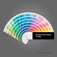Illustrazione della guida della tavolozza dei colori del processo cmyk non patinata per la stampa e il design vettore
