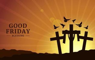 venerdì santo con silhouette di concetto di croce e colomba vettore