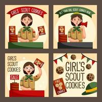 set di modelli di social media per biscotti girl scout vettore