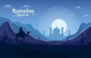 concetto di sfondo silhouette ramadan kareem vettore