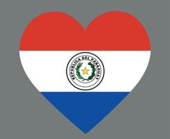 bandiera del paraguay emblema nazionale americano latino icona cuore illustrazione vettoriale elemento di design astratto