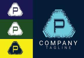 p lettera nuovo logo e design dell'icona vettore