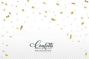 coriandoli dorati che cadono isolati su sfondo trasparente. orpelli da festa d'oro e coriandoli che cadono. elementi di carnevale. festa di compleanno. vettore di coriandoli per lo sfondo del festival.