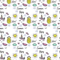 Carino Doodle Summer Pattern vettore