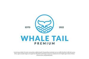 vettore di progettazione del logo dell'acqua di mare della linea della coda della balena