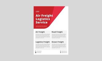 progettazione di volantini per servizi logistici. volantino del servizio logistico di trasporto aereo, poster design. vettore