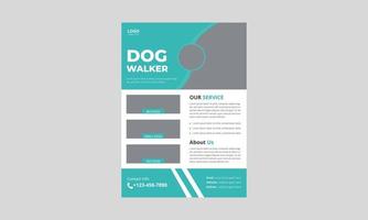 design volantino servizio dog walker. modello di progettazione del volantino del poster del servizio di dog walking. modello a4, design brochure, copertina, volantino, poster, pronto per la stampa vettore