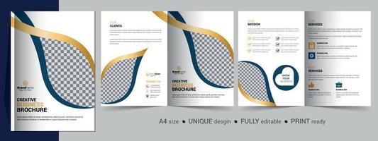 modello di progettazione di brochure bifold per la tua azienda, azienda, affari, pubblicità, marketing, agenzia e attività su Internet. vettore