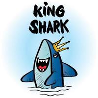 cartone animato re squalo per il design della camicia vettore