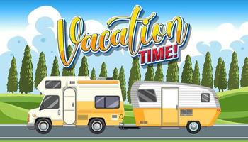 concetto di logo di vacanza di viaggio estivo con camper vettore